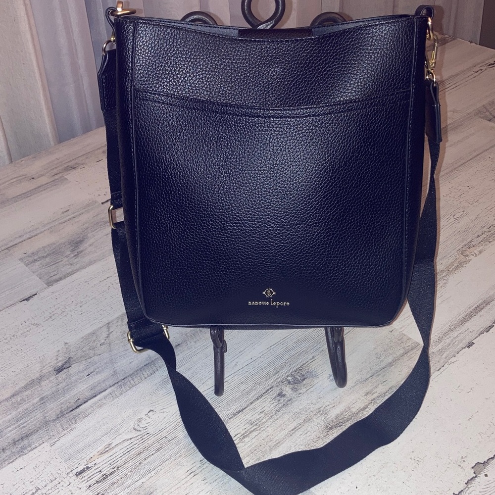 Genuine NWOT Nanette Lepore Black Leather Crossbody Bag